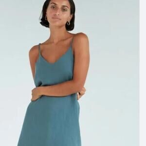 ALEMAIS Pastel Blue Cotton Semi-Sheer Cami Mini Dress Size 4 / Small